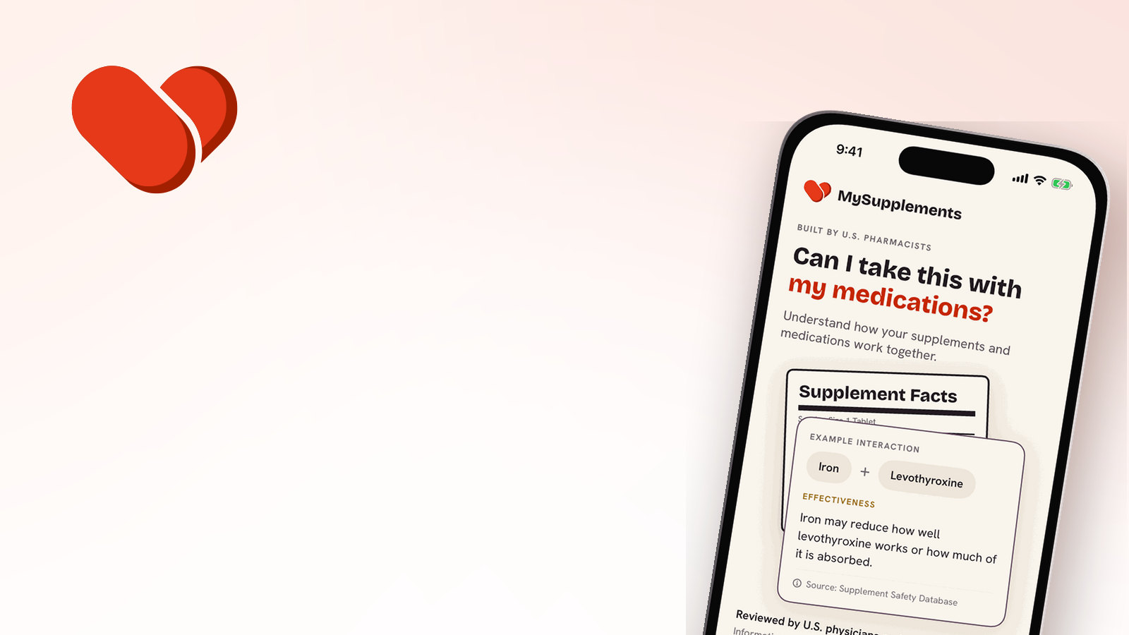 MySupplements: Safety Check running on an iPhone.
